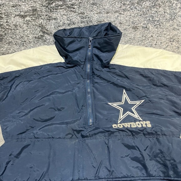 Vintage Dallas Cowboys Hooded Puffer Jacket Mens XL Blue NFL Embroidered 90s - Picture 4 of 13